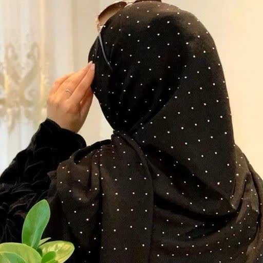 روسری مشکی نگین دار جنس نخ